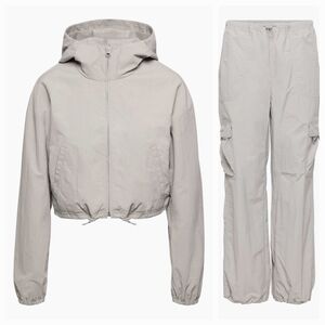Aritzia TNA Ashen Terminal Jacket & Tyron Cargo Pants Matching Set H2O Resistant
